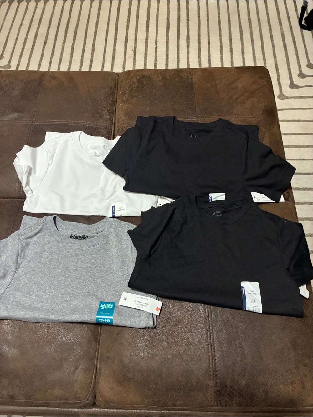 Kids Basic Cotton Tee - Black, White & Gray